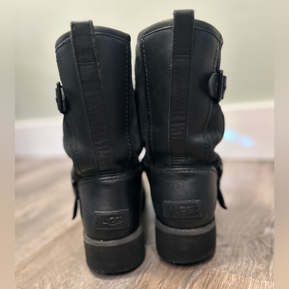 UGG Classic Rebel Biker Platform Boots Black Women’s 11 Leather Buckle Lined - Picture 6 of 6